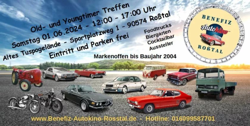 Old- und Youngtimer-Treffen Benefiz Autokino Roßtal 2024
